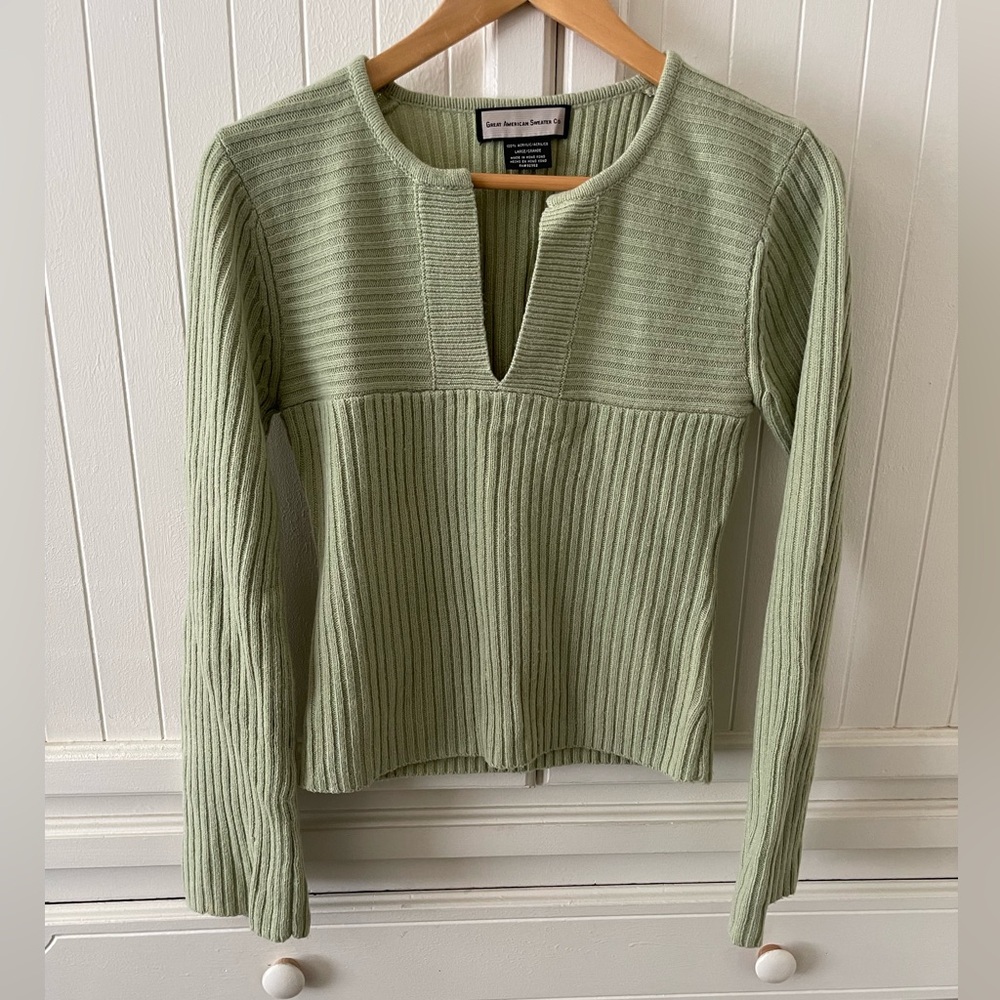 Great American Sweater Company Light Green Sweater Sz L